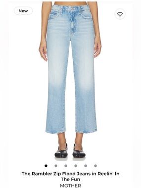 MOTHER The Rambler Flood Zip Jean Cropped Wide-Leg Jeans